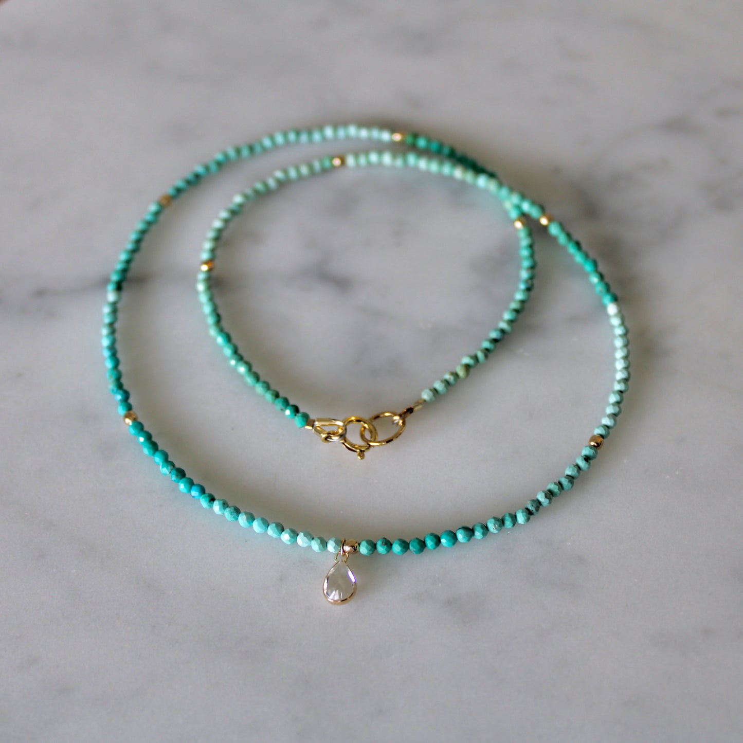 Penelope turquoise & white topaz necklace
