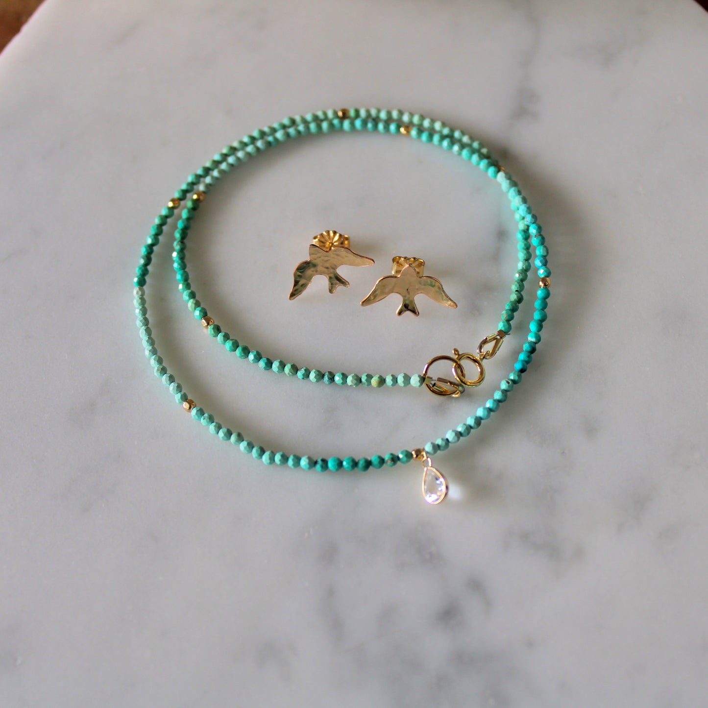 Penelope turquoise & white topaz necklace