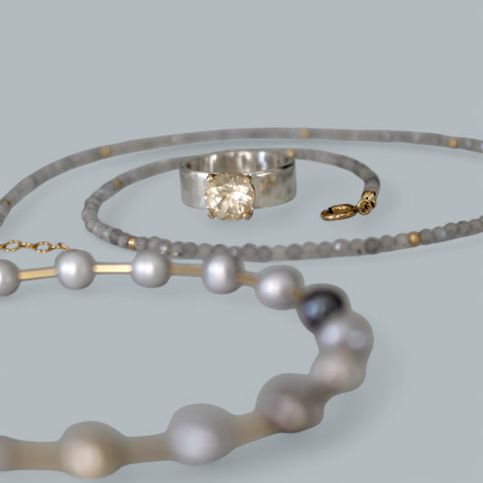 Isadora champagne sunstone mixed metal ring