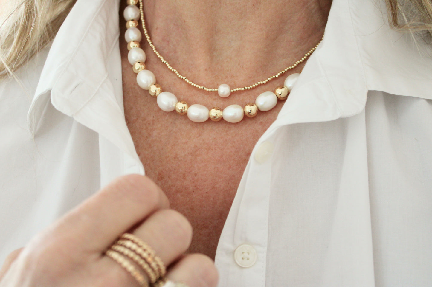 ROSA pearl & gold necklace