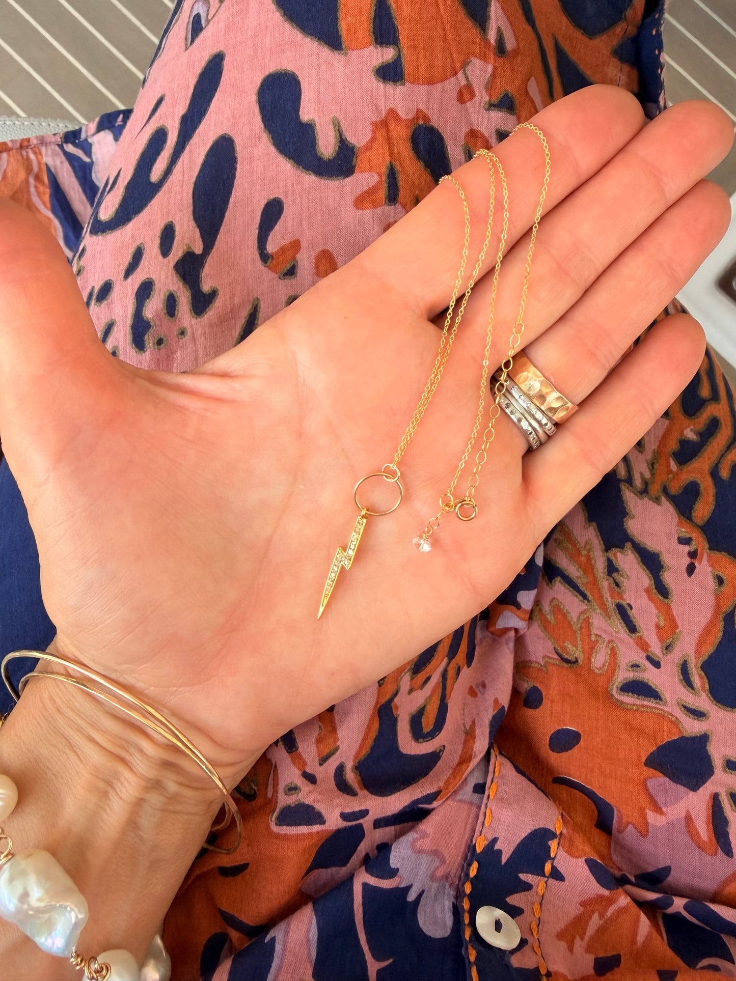 Pave lightning bolt summer sale necklace