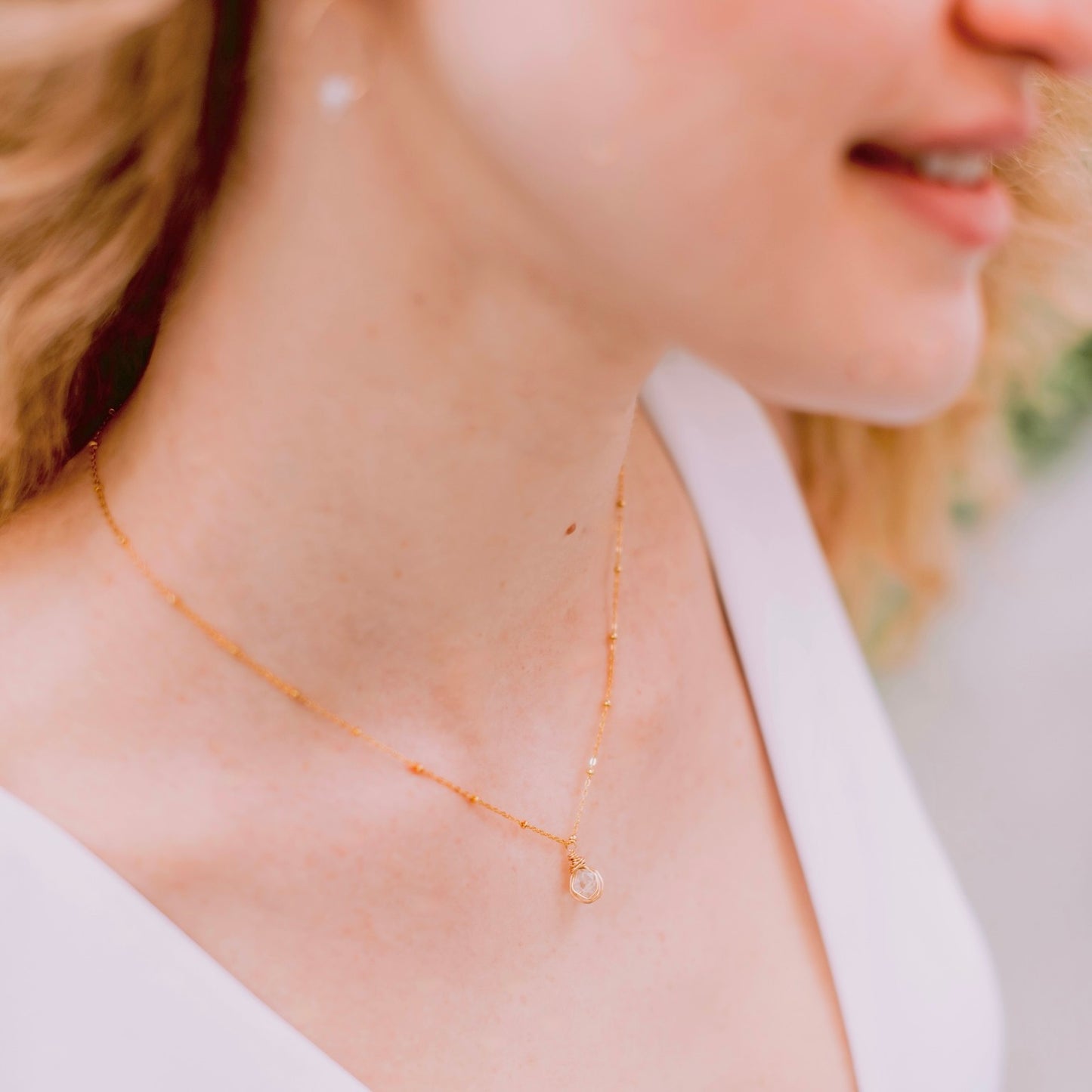 Brinley herkimer cage necklace