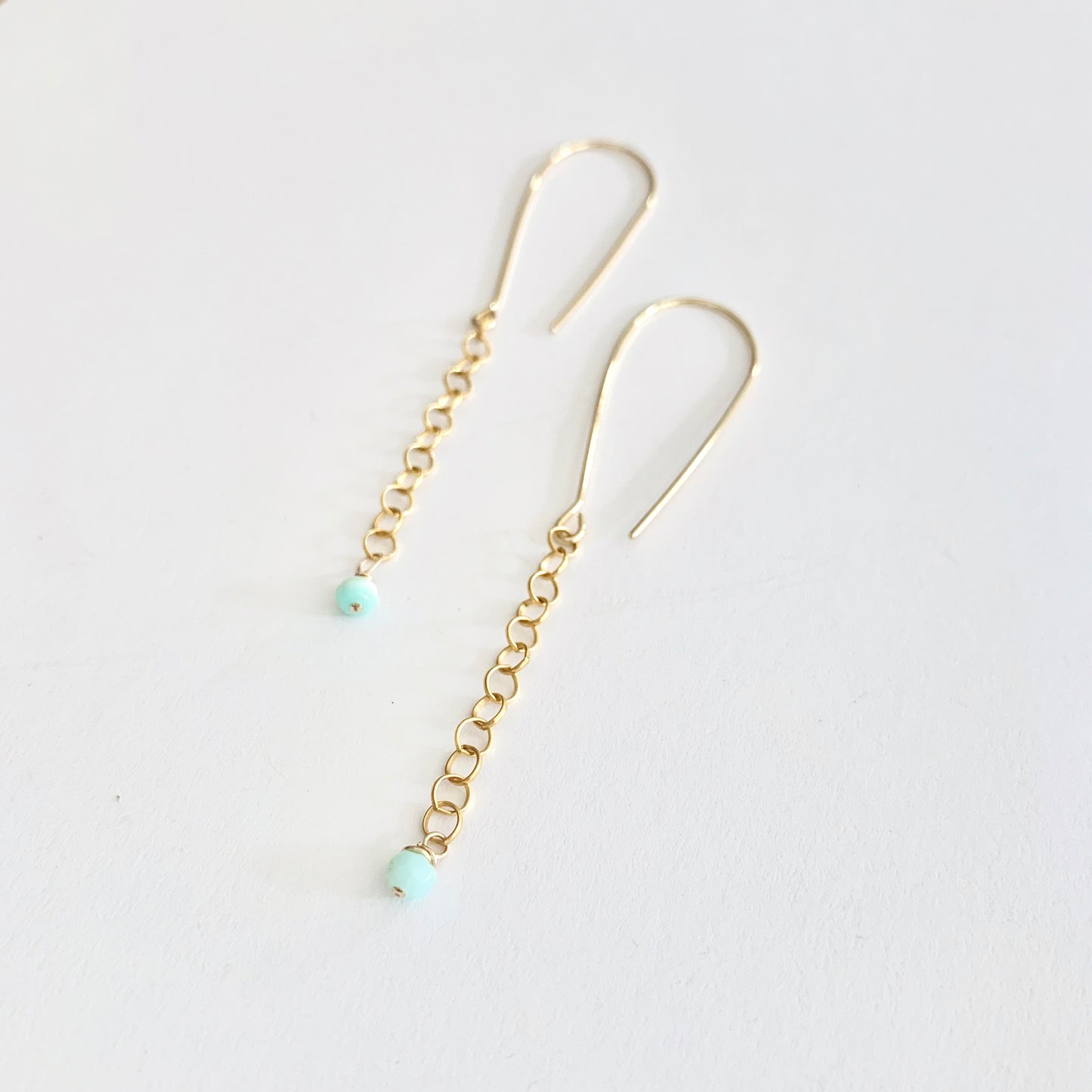 Bay Gold chain & Peruvian opal threader earring