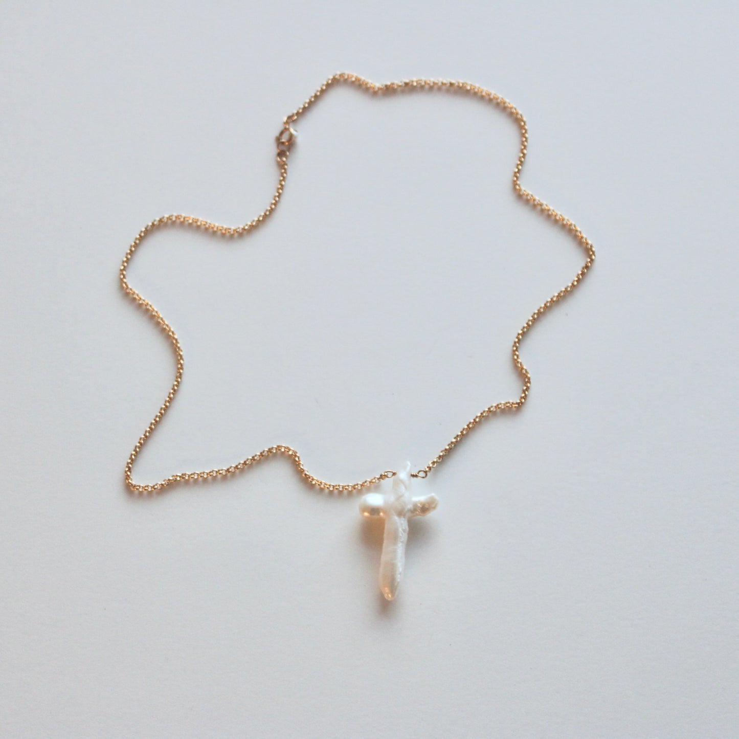 CONSTANCE large pearl cross necklace