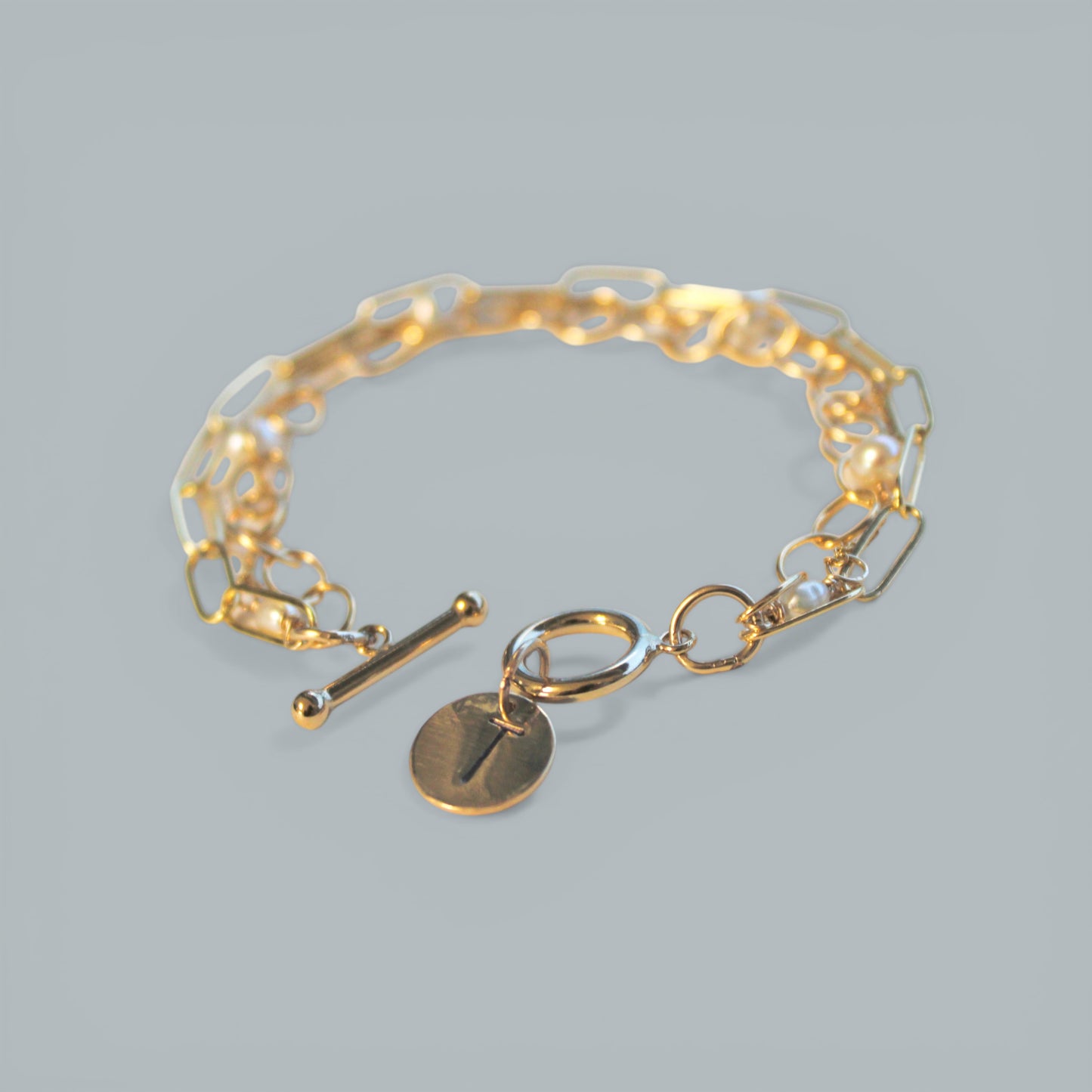 COLLEEN triple chain initial charm bracelet