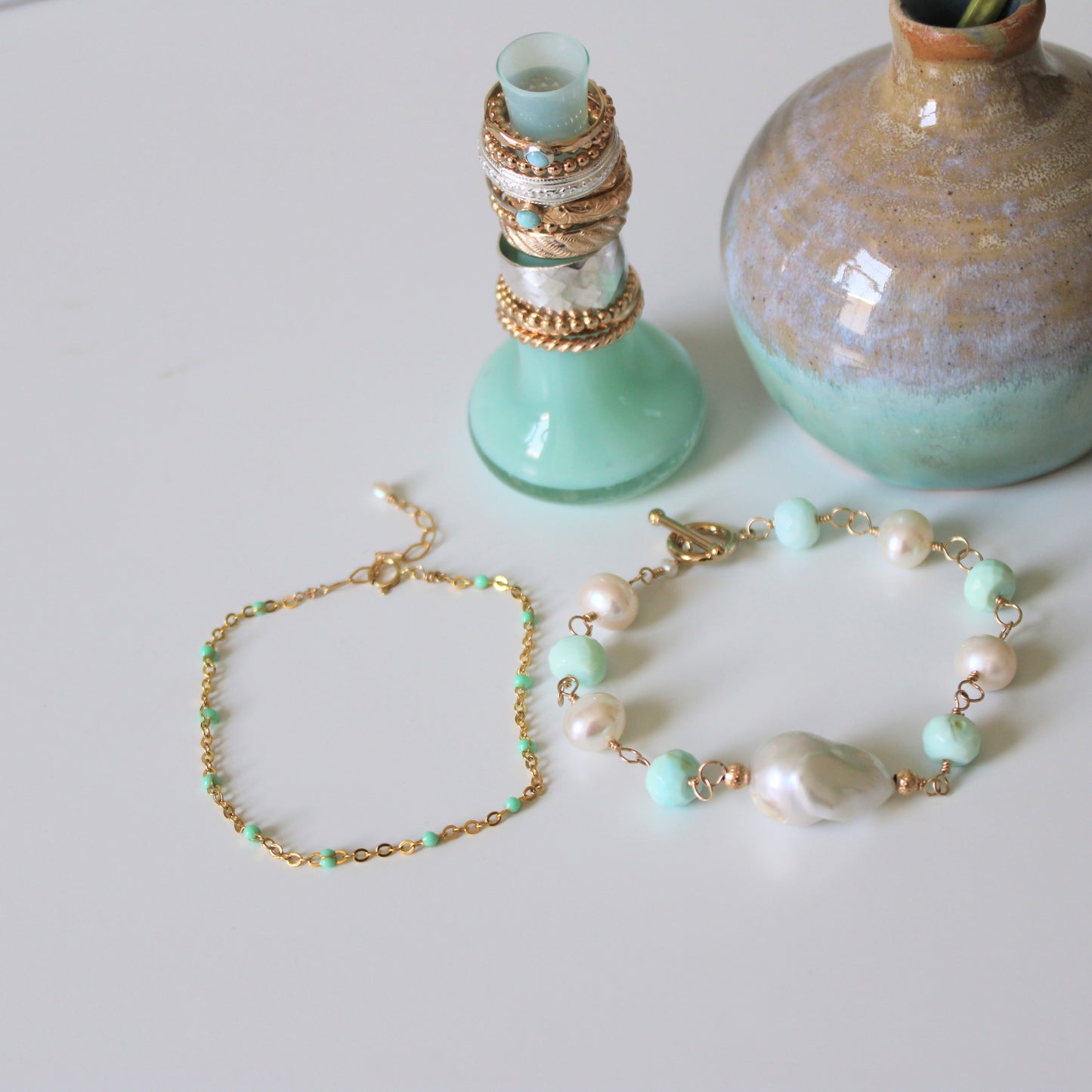 SAYLOR Peruvian opal & pearl bracelet