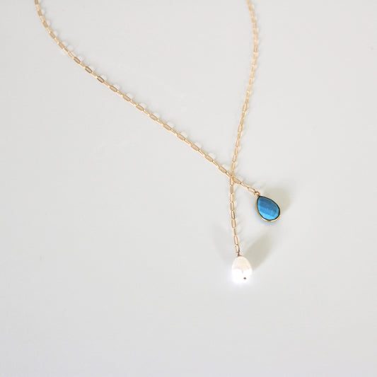 SYLVIE turquoise & pearl lariat