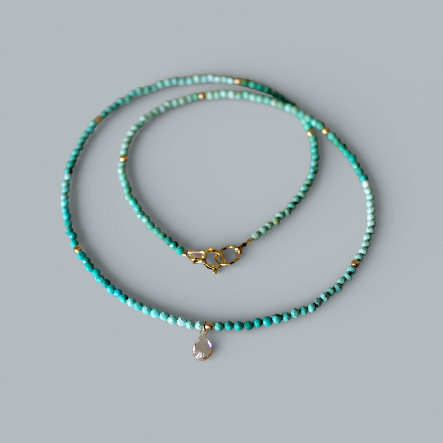 Penelope turquoise & white topaz necklace