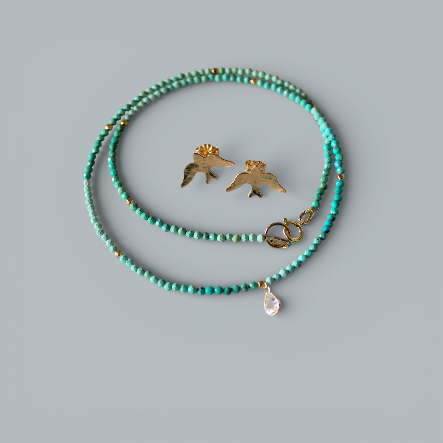Penelope turquoise & white topaz necklace