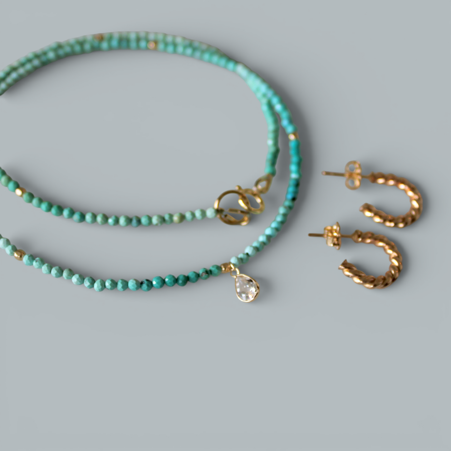 Penelope turquoise & white topaz necklace