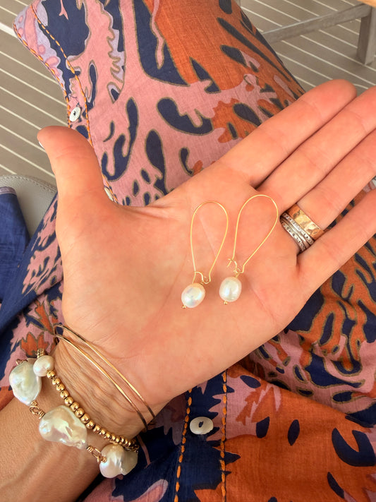 Pearl threader summer sale earrings