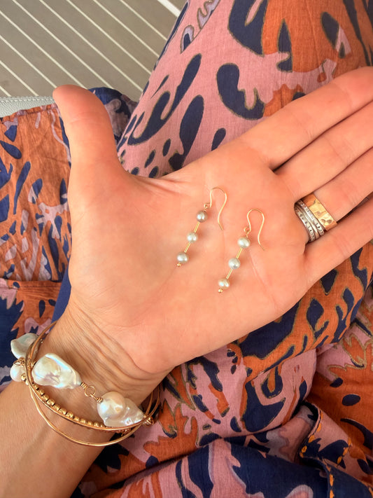 Triple pearl summer sale earrings