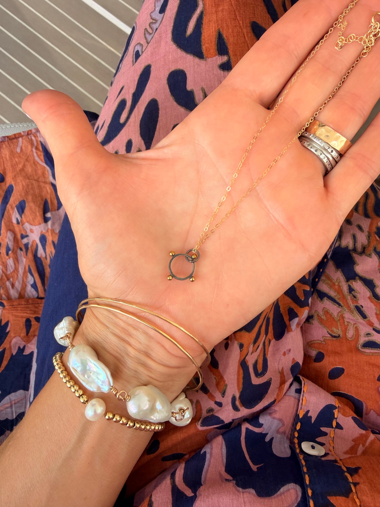 Oxidized sterling and bronze summer sale necklace