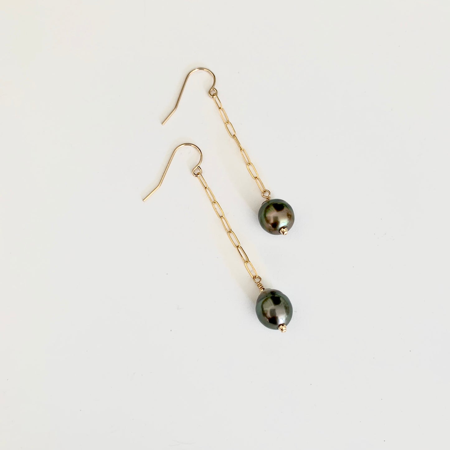 Brooke long Tahitian pearl drop earrings