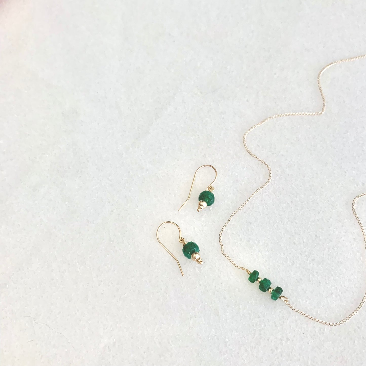 Loraine emerald drop earrings