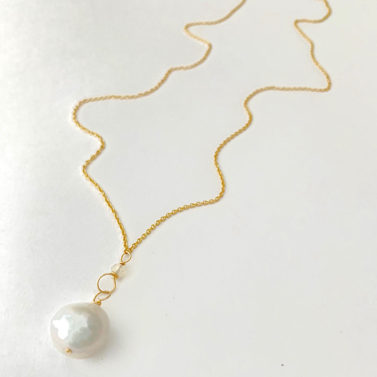 Diane Gold Baroque Pearl and Moonstone Link Necklace