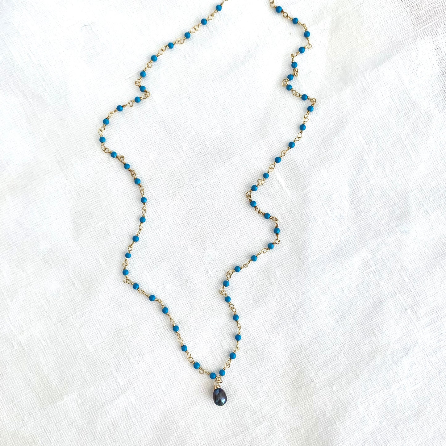 Brooke turquoise & peacock pearl necklace