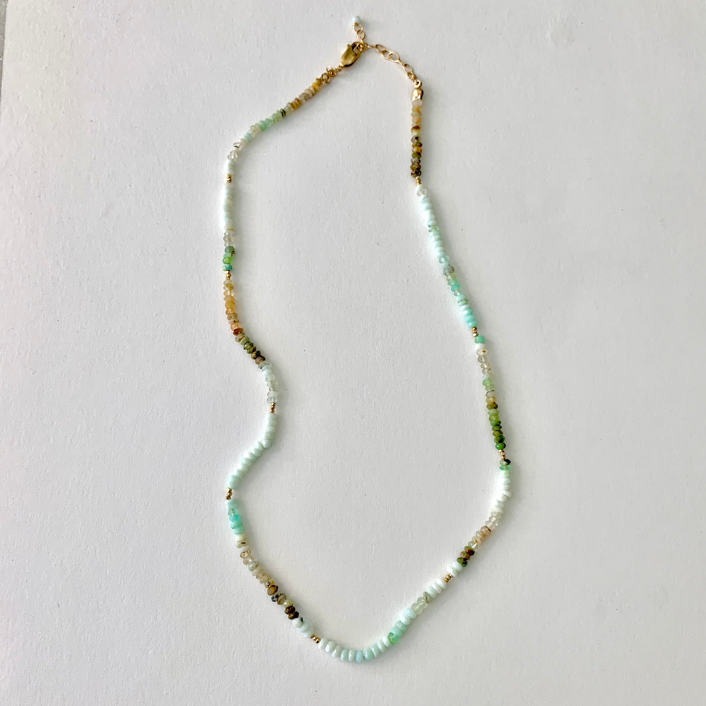 bethany petite blue peruvian opal & gold necklace