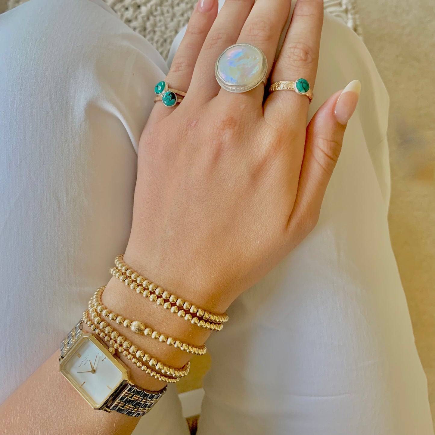 Gabby colossal coin pearl ring