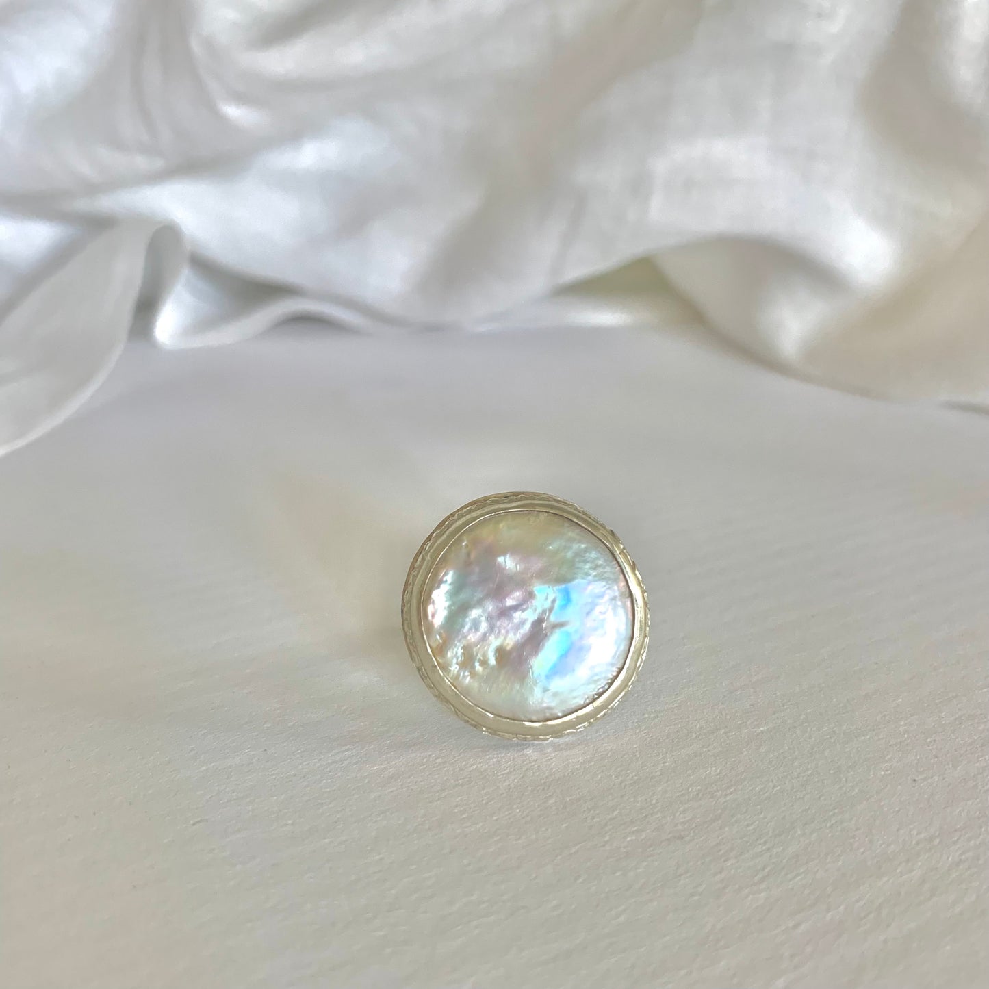 Gabby colossal coin pearl ring