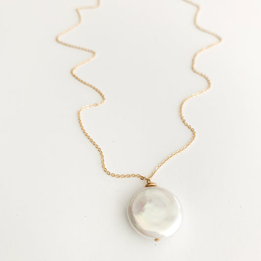 Helen XL Coin Pearl Drop Necklace